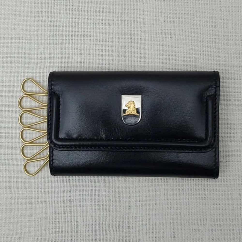 Mark Cross 1845 Leather Key Case Black and Brass Key Holder